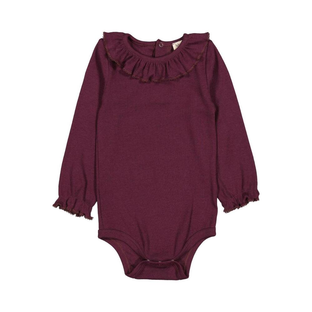 NEW MARMAR COPENHAGEN girl's brandine bodysuit in deep mulberry